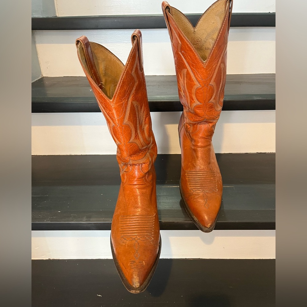 Justin Boots Men’s Style 9214 Chestnut Yearling Western Cowboy Boots, Sz 10.5D